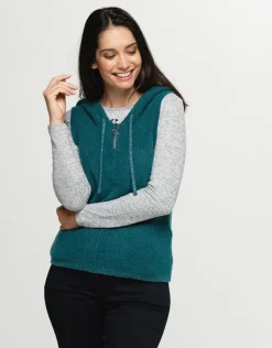 Hot Pull vert sans manches Pulls|Maille