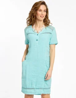 Outlet Robe 100% LIN menthe Robes|Robes & Jupes
