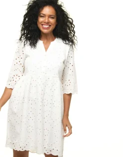 Hot Robe blanche broderies Robes|Robes & Jupes