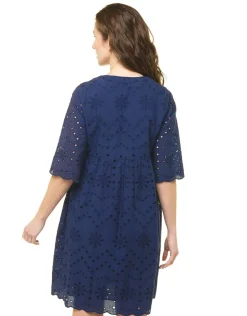 Online Robe bleu broderies Robes|Robes & Jupes