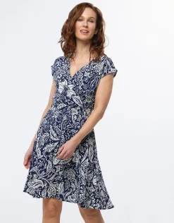 Fashion Robe bleu imprimé fleuri Robes|Robes & Jupes