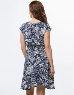 Fashion Robe bleu imprimé fleuri Robes|Robes & Jupes