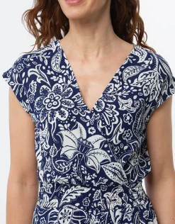 Fashion Robe bleu imprimé fleuri Robes|Robes & Jupes