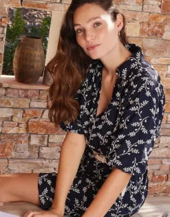 Hot Robe brodée bleu marine Robes|Robes & Jupes
