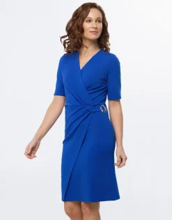 Best Robe chic drapée bleu Robes|Robes & Jupes