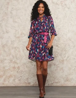 Clearance Robe chic violet motif Robes|Robes & Jupes