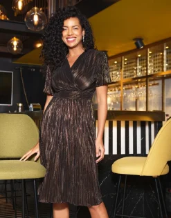 Fashion Robe drapée chic noir Robes|Robes & Jupes
