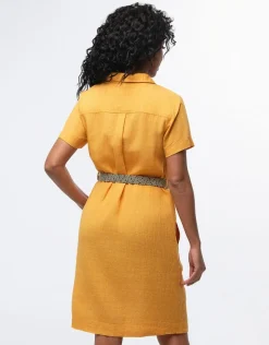 New Robe en lin ocre Robes|Robes & Jupes
