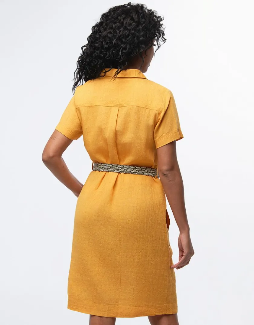 New Robe en lin ocre Robes|Robes & Jupes
