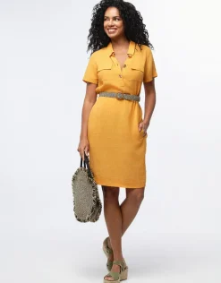 New Robe en lin ocre Robes|Robes & Jupes