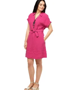 Fashion Robe fuchsia 100% lin Robes|Robes & Jupes