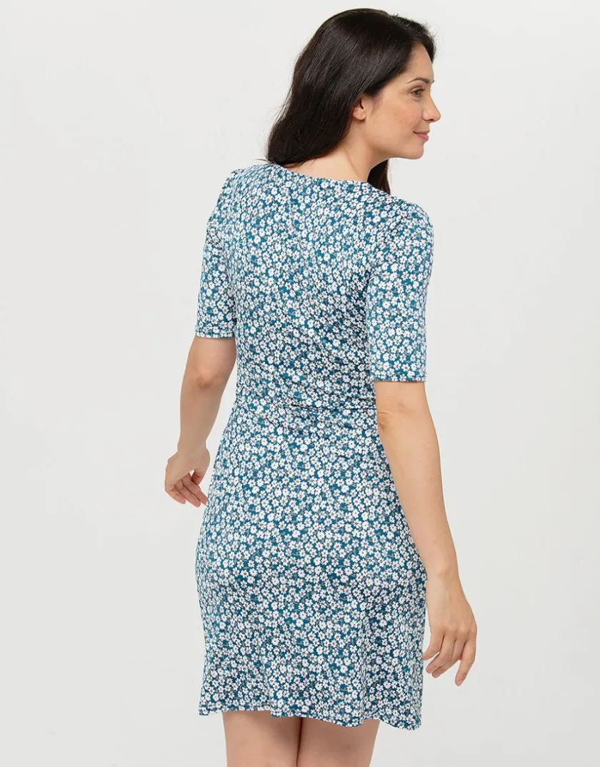 Online Robe jersey bleue fleurie Robes|Robes & Jupes