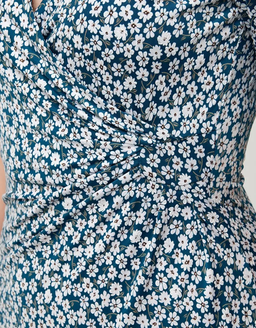 Online Robe jersey bleue fleurie Robes|Robes & Jupes