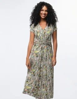 Outlet Robe longue imprimé kaki Robes|Robes & Jupes