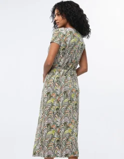 Outlet Robe longue imprimé kaki Robes|Robes & Jupes