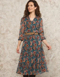 Fashion Robe longue motif bleu Robes|Robes & Jupes