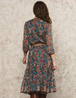 Fashion Robe longue motif bleu Robes|Robes & Jupes
