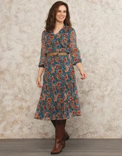 Fashion Robe longue motif bleu Robes|Robes & Jupes