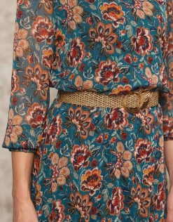 Fashion Robe longue motif bleu Robes|Robes & Jupes