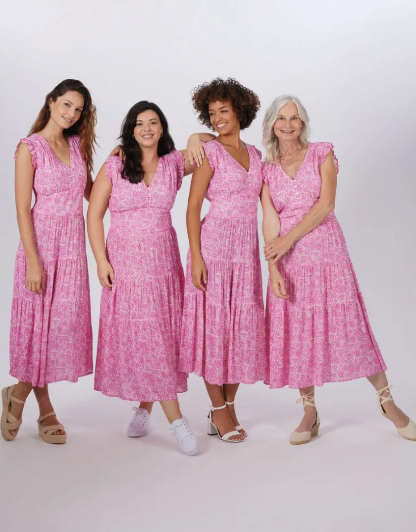Outlet Robe longue rose Robes|Robes & Jupes