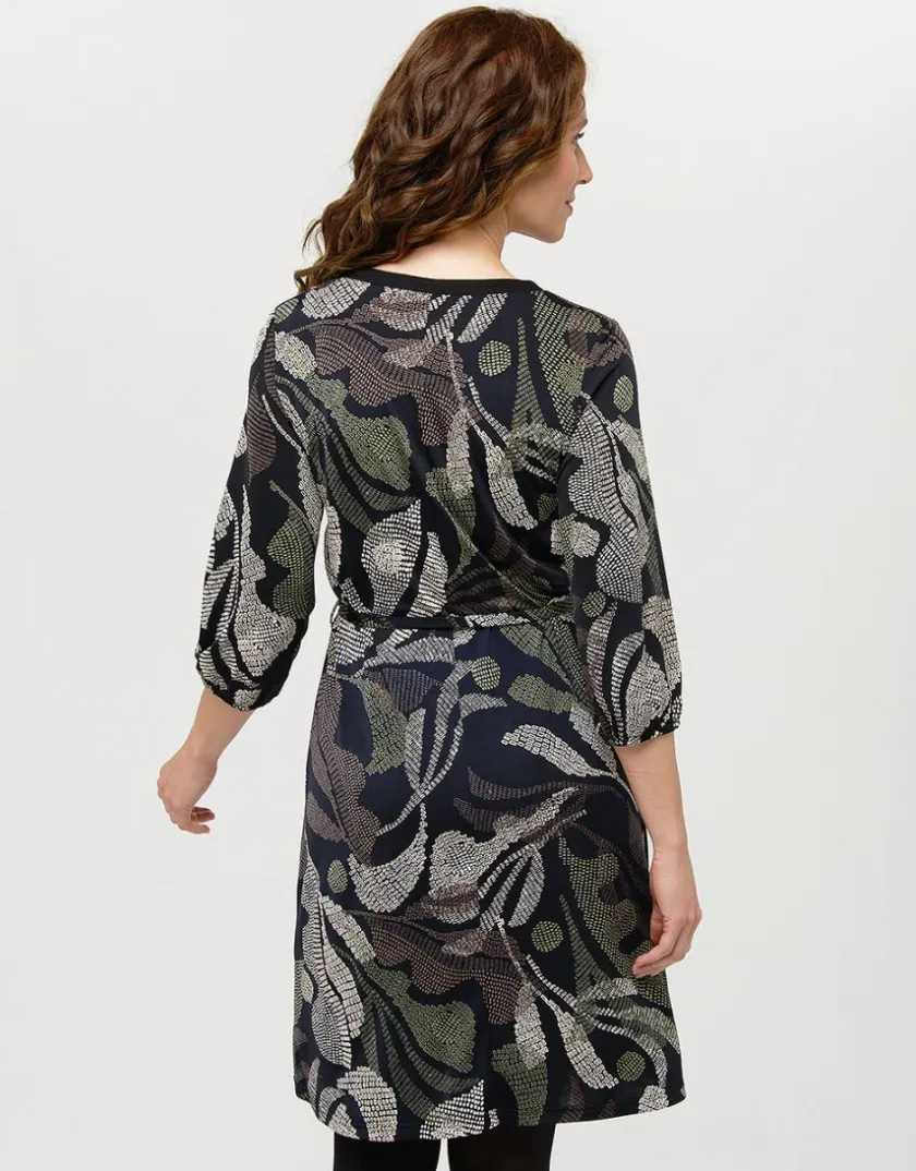 Online Robe motif feuillage noir Robes|Robes & Jupes