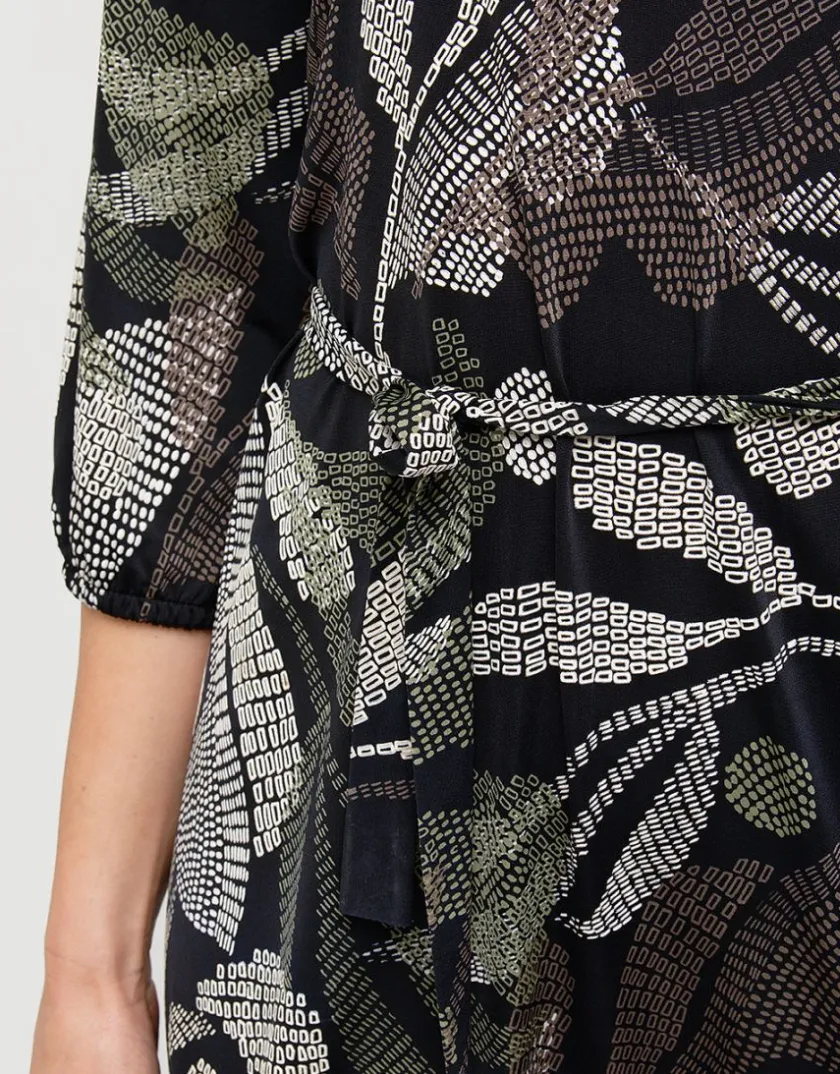 Online Robe motif feuillage noir Robes|Robes & Jupes