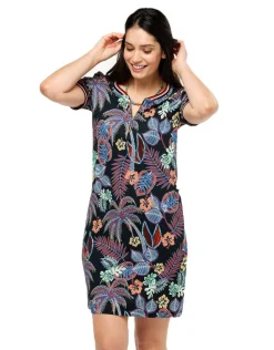 Outlet Robe noir feuillages Robes|Robes & Jupes