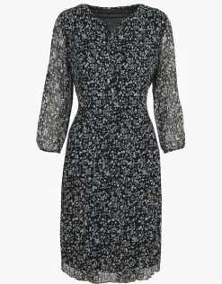 Online Robe plissée fleurs noir Robes|Robes & Jupes
