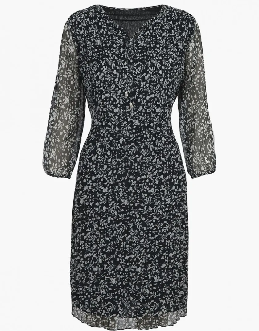 Online Robe plissée fleurs noir Robes|Robes & Jupes
