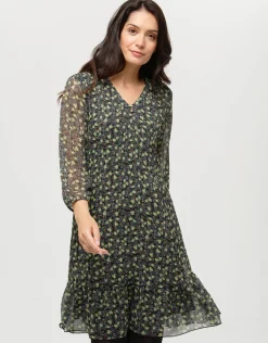 Fashion Robe plissée kaki fleurs Robes & Jupes|Robes