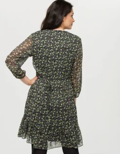 Fashion Robe plissée kaki fleurs Robes & Jupes|Robes