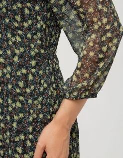 Fashion Robe plissée kaki fleurs Robes & Jupes|Robes