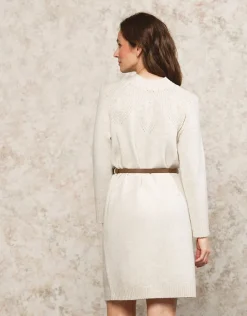 New Robe pull beige ceinturée Robes|Robes & Jupes