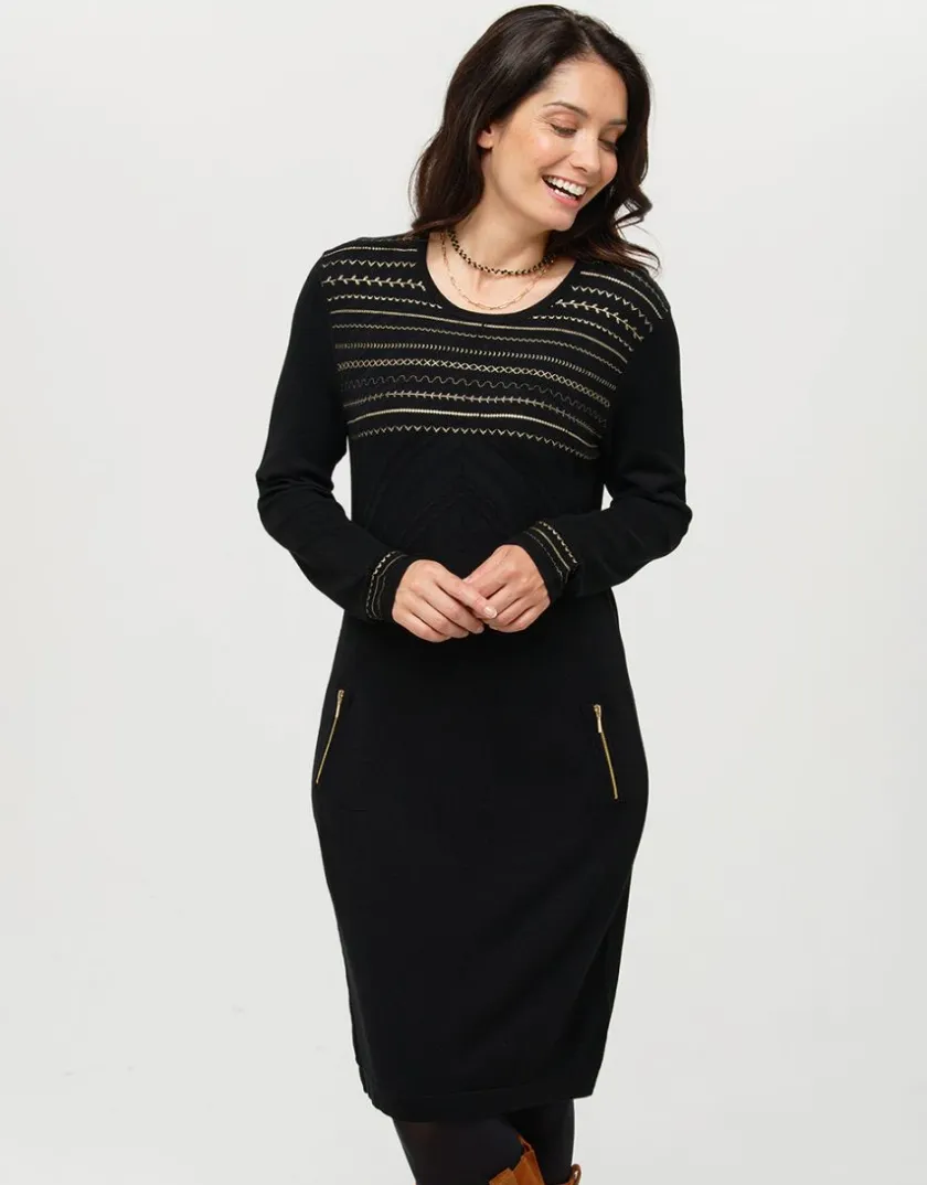 New Robe pull noir détails or Robes|Robes & Jupes