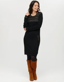 New Robe pull noir détails or Robes|Robes & Jupes