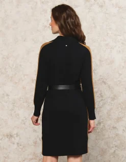Hot Robe pull noire ceinturée Robes|Robes & Jupes