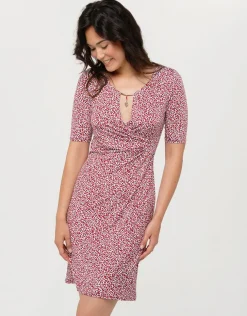 Hot Robe rouge drapée fleurie Robes|Robes & Jupes
