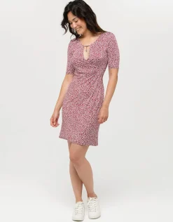 Hot Robe rouge drapée fleurie Robes|Robes & Jupes