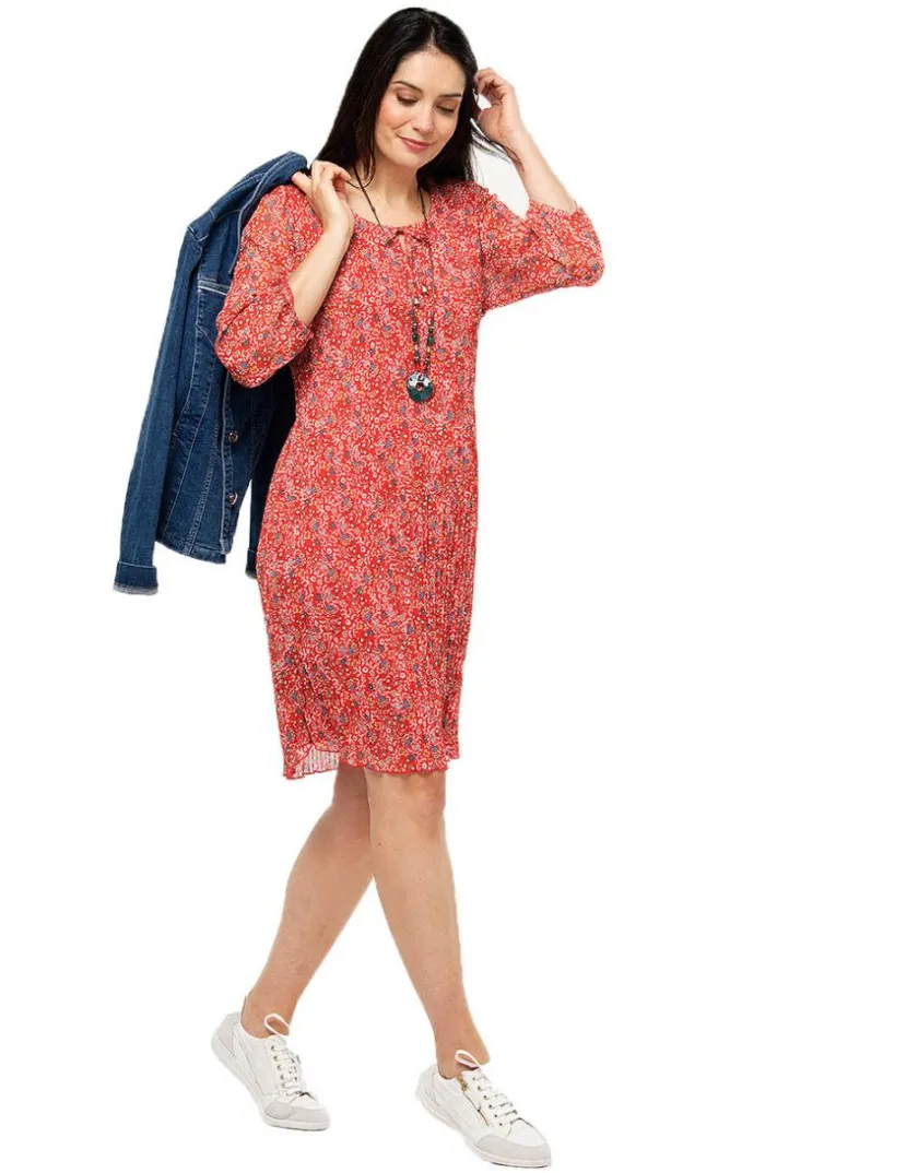 Discount Robe rouge fin plissé Robes|Robes & Jupes