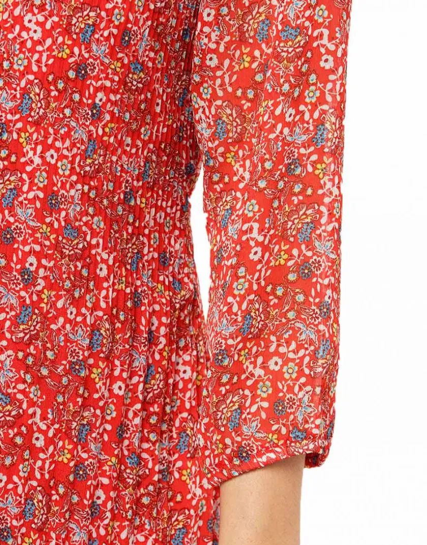 Discount Robe rouge fin plissé Robes|Robes & Jupes
