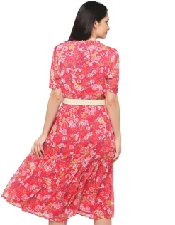Sale Robe rouge florale Robes|Robes & Jupes