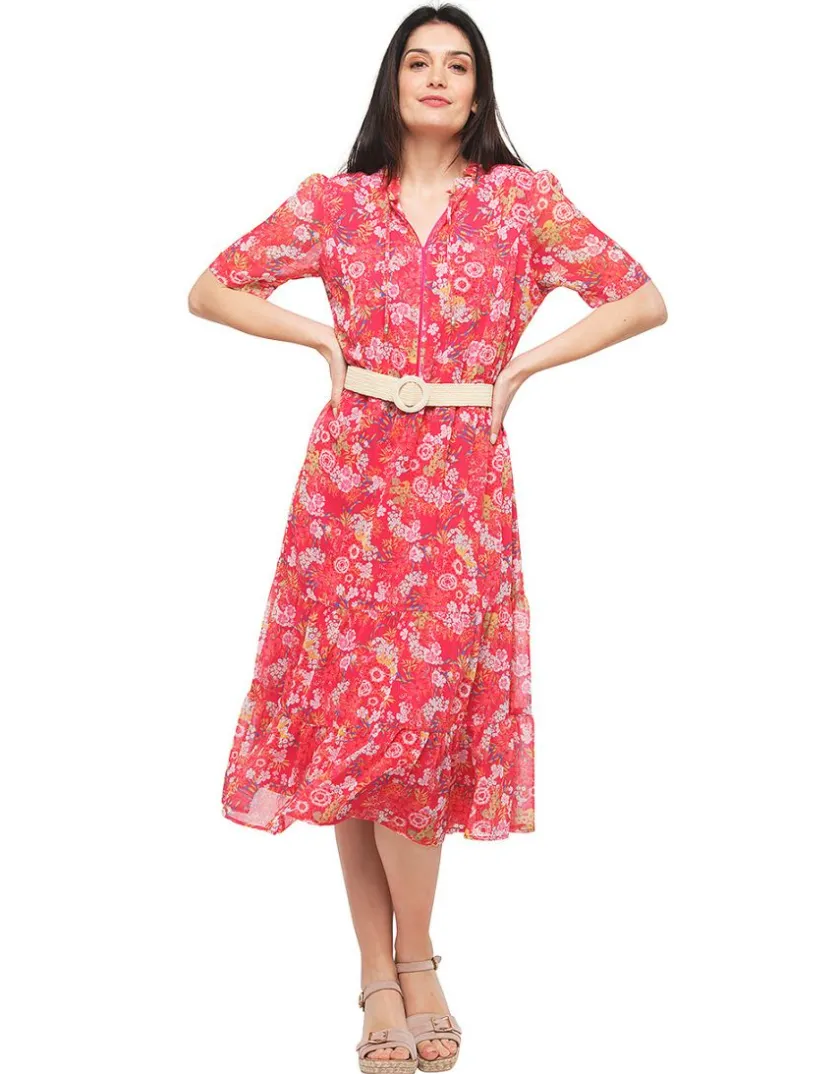Sale Robe rouge florale Robes|Robes & Jupes
