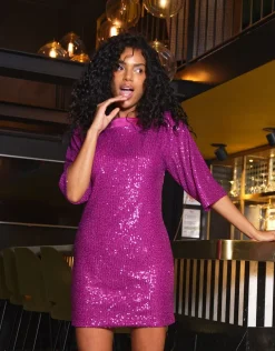 Outlet Robe sequins fuchsia Robes|Robes & Jupes