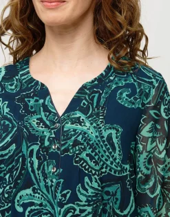 Outlet Robe verte voile à motif Robes|Robes & Jupes