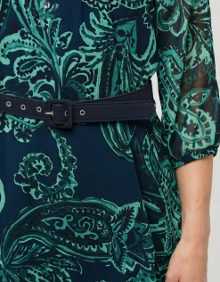 Outlet Robe verte voile à motif Robes|Robes & Jupes