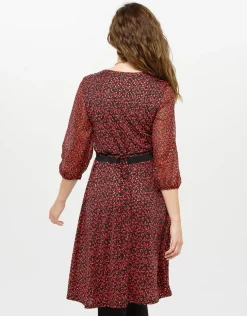 New Robe voile imprimé rouge Robes|Robes & Jupes