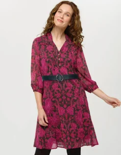 Online Robe voile motif fuchsia Robes|Robes & Jupes