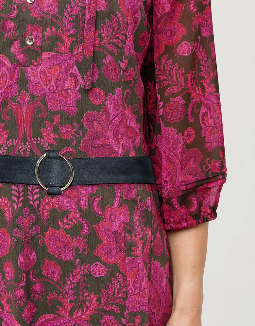 Online Robe voile motif fuchsia Robes|Robes & Jupes