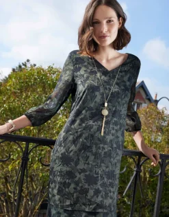 New Robe voile motif kaki Robes|Robes & Jupes