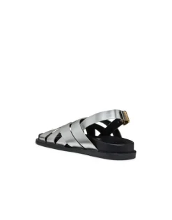 Clearance Sandale plate cuir argent GEOX Sandales
